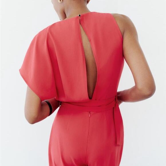 ZARA ASYMMETRIC CREPE BUCKLE JUMPSUIT - Picture 6 of 12